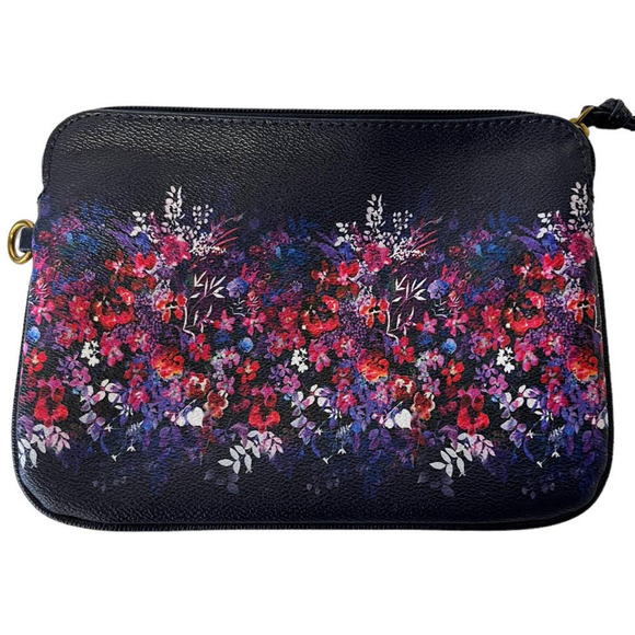 Elliott Lucca Navy Floral Clutch Makeup Bag - Picture 2 of 5
